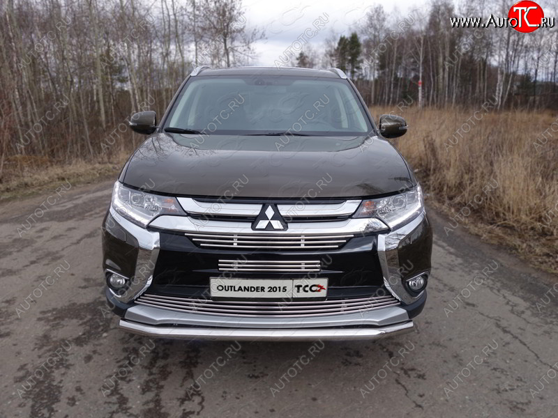 14 699 р. Защита передняя нижняя короткая 60,3 мм ТСС Тюнинг Mitsubishi Outlander GF 2-ой рестайлинг (2015-2018) (нержавейка)  с доставкой в г. Керчь