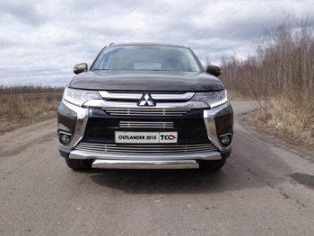 Нижняя декоративная вставка в бампер ТСС Тюнинг Mitsubishi Outlander GF 2-ой рестайлинг (2015-2018) (d 12 мм)