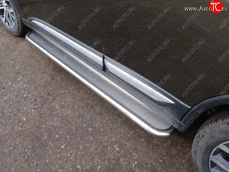 41 749 р. Пороги с площадкой 42,4 мм ТСС Тюнинг  Mitsubishi Outlander  GF (2015-2018) 2-ой рестайлинг (нержавейка)  с доставкой в г. Керчь