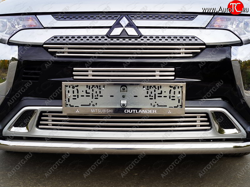 8 799 р. Нижняя декоративная вставка в бампер ТСС Тюнинг  Mitsubishi Outlander  GF (2018-2022) 3-ий рестайлинг (d 12 мм)  с доставкой в г. Керчь