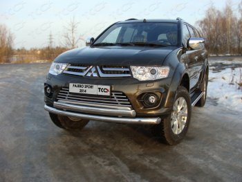 Защита передняя нижняя двойная 76,1*75 мм ТСС Тюнинг Mitsubishi Pajero Sport PB рестайлинг (2013-2017) (нержавейка)