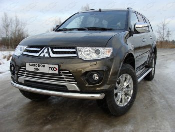Защита переднего бампера нижняя 76,1 мм ТСС Тюнинг Mitsubishi Pajero Sport PB рестайлинг (2013-2017) (нержавейка)
