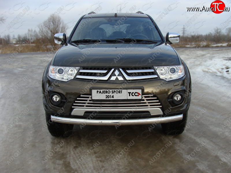 8 799 р. Декоративная вставка переднего бампера ТСС Тюнинг  Mitsubishi Pajero Sport  PB (2013-2017) рестайлинг (d 16 мм)  с доставкой в г. Керчь