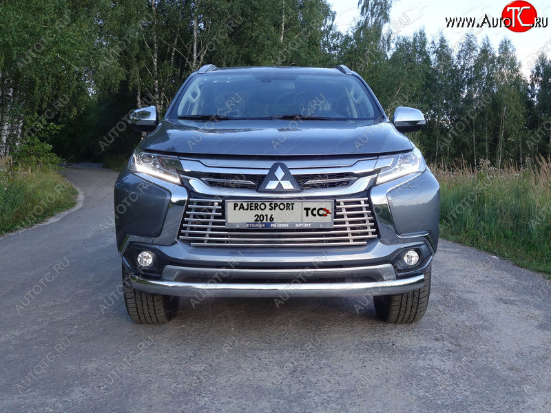 20 699 р. Защита переднего бампера нижняя овальная 75*42 мм ТСС Тюнинг  Mitsubishi Pajero Sport  PB (2013-2017) рестайлинг (нержавейка)  с доставкой в г. Керчь