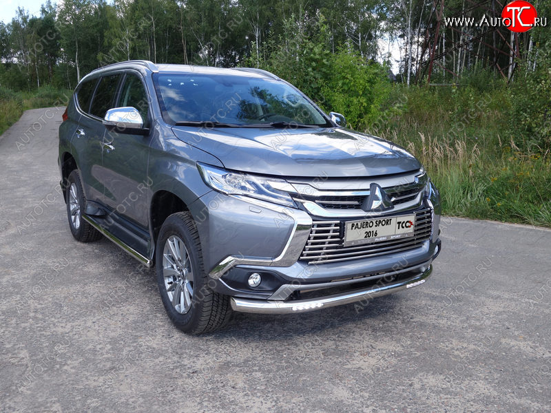 36 299 р. Защита переднего бампера нижняя с ДХО 76,1 мм ТСС Тюнинг Mitsubishi Pajero Sport QE дорестайлинг (2015-2021) (нержавейка)  с доставкой в г. Керчь