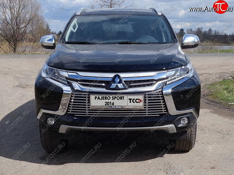 8 799 р. Декоративная вставка переднего бампера ТСС Тюнинг  Mitsubishi Pajero Sport  QE (2015-2021) дорестайлинг (d 12 мм)  с доставкой в г. Керчь