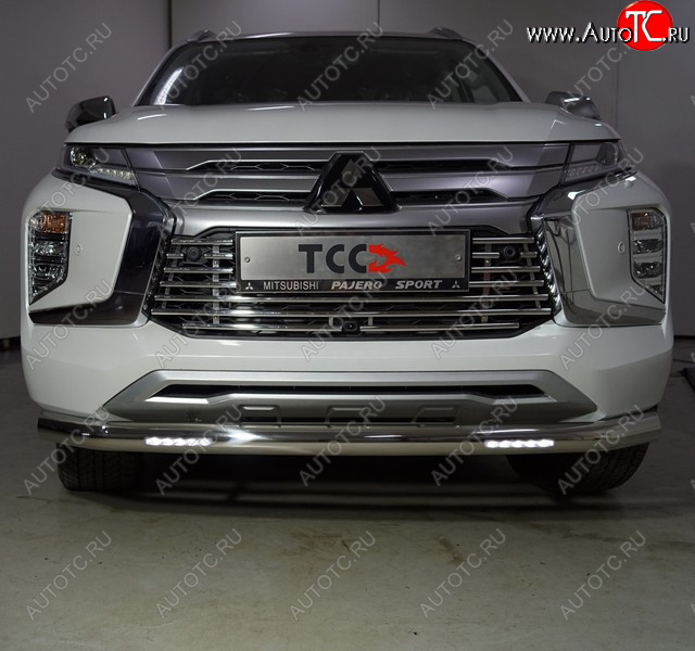 38 999 р. Защита переднего бампера нижняя с ДХО 76,1 мм ТСС Тюнинг Mitsubishi Pajero Sport QF рестайлинг (2019-2022) (нержавейка)  с доставкой в г. Керчь