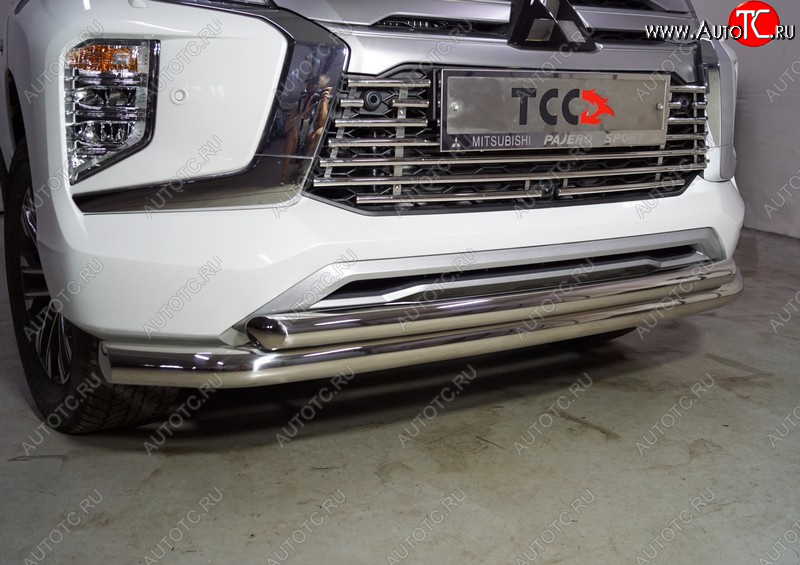 25 999 р. Защита передняя нижняя двойная 76,1*60,3 мм Тюнинг Mitsubishi Pajero Sport QF рестайлинг (2019-2022) (нержавейка)  с доставкой в г. Керчь