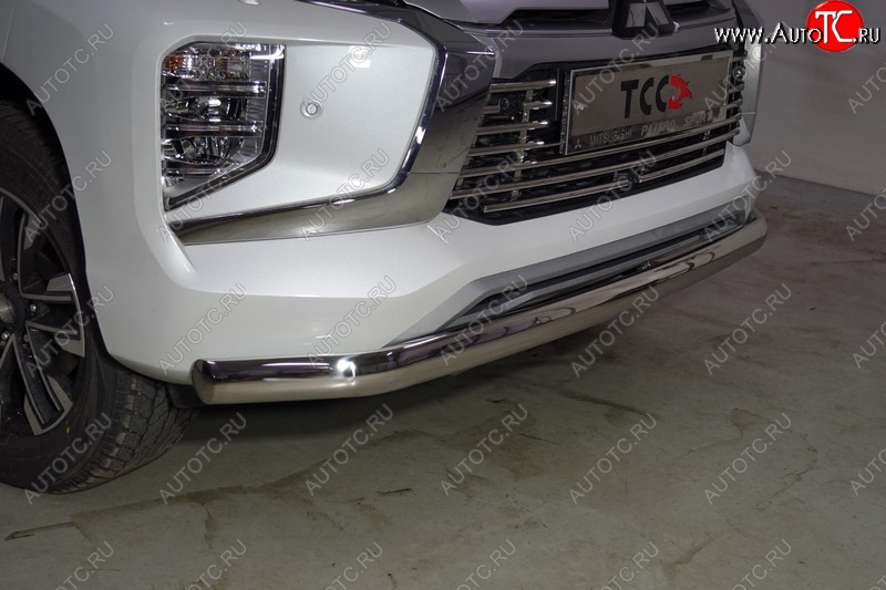 24 999 р. Защита переднего бампера нижняя овальная 75*42 мм ТСС Тюнинг Mitsubishi Pajero Sport QF рестайлинг (2019-2022) (нержавейка)  с доставкой в г. Керчь