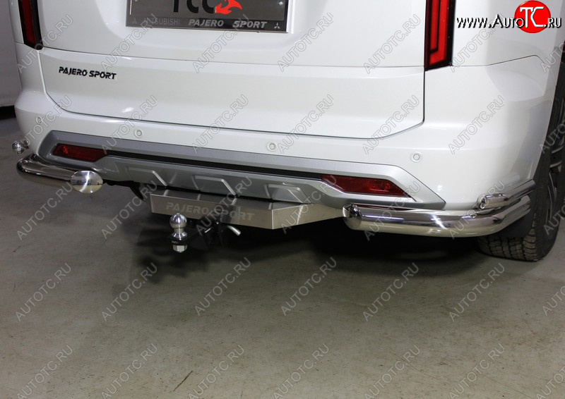 25 399 р. Защита заднего бампера (уголки двойные, d76.1/42.4 мм) TCC  Mitsubishi Pajero Sport  QF (2019-2022) рестайлинг  с доставкой в г. Керчь