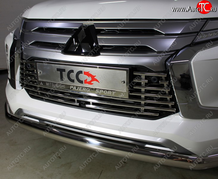 9 999 р. Декоративная вставка переднего бампера ТСС Тюнинг  Mitsubishi Pajero Sport  QF (2019-2022) рестайлинг (d 16 мм)  с доставкой в г. Керчь