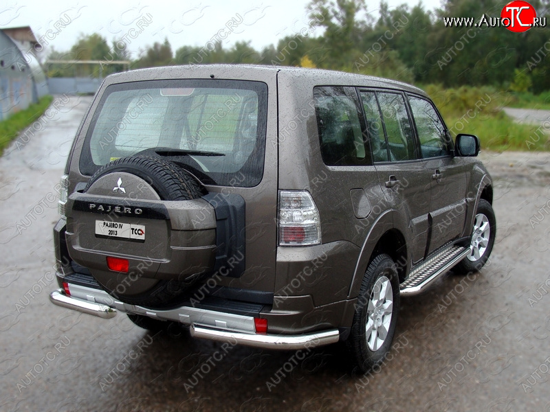 21 999 р. Защита задняя (уголки, нержавейка 76,1 мм) ТСС Тюнинг Mitsubishi Pajero 4 V80 3 дв. 1-ый рестайлинг (2011-2014)  с доставкой в г. Керчь