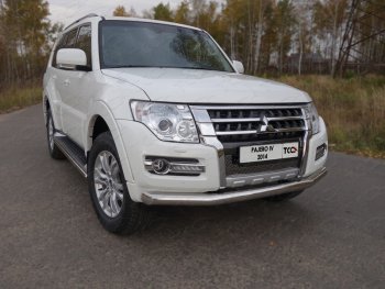 Защита переднего бампера нижняя 76,1 мм ТСС Тюнинг Mitsubishi Pajero 4 V90 2-ой рестайлинг (2014-2020) (нержавейка)
