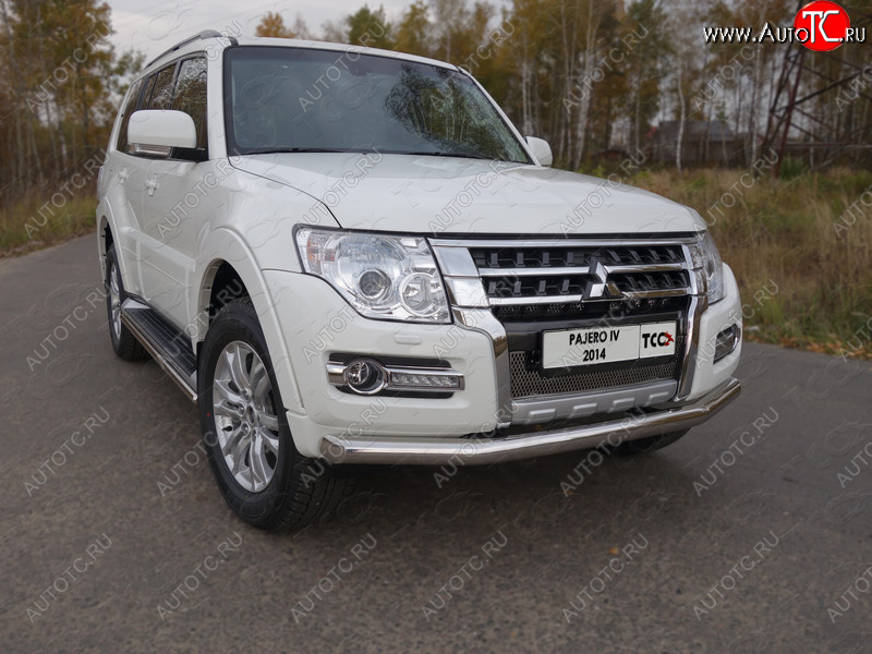 17 649 р. Защита переднего бампера нижняя 76,1 мм ТСС Тюнинг  Mitsubishi Pajero  4 V90 (2014-2020) 2-ой рестайлинг (нержавейка)  с доставкой в г. Керчь
