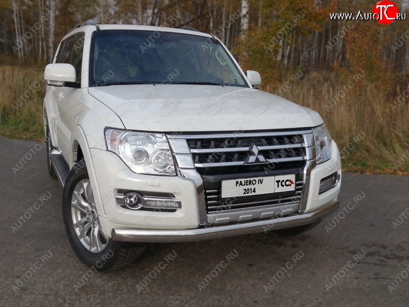 8 799 р. Декоративная вставка переднего бампера ТСС Тюнинг  Mitsubishi Pajero  4 V90 (2014-2020) 2-ой рестайлинг (d 16 мм)  с доставкой в г. Керчь