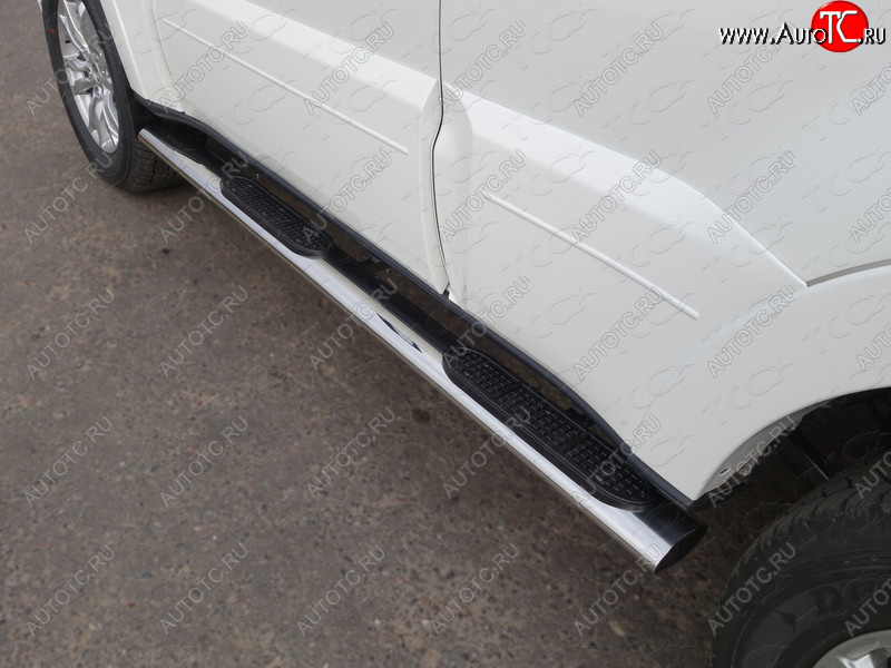 40 799 р. Пороги овальные с накладкой 120х60 мм, ТСС Тюнинг  Mitsubishi Pajero  4 V90 (2014-2020) 2-ой рестайлинг (серые)  с доставкой в г. Керчь