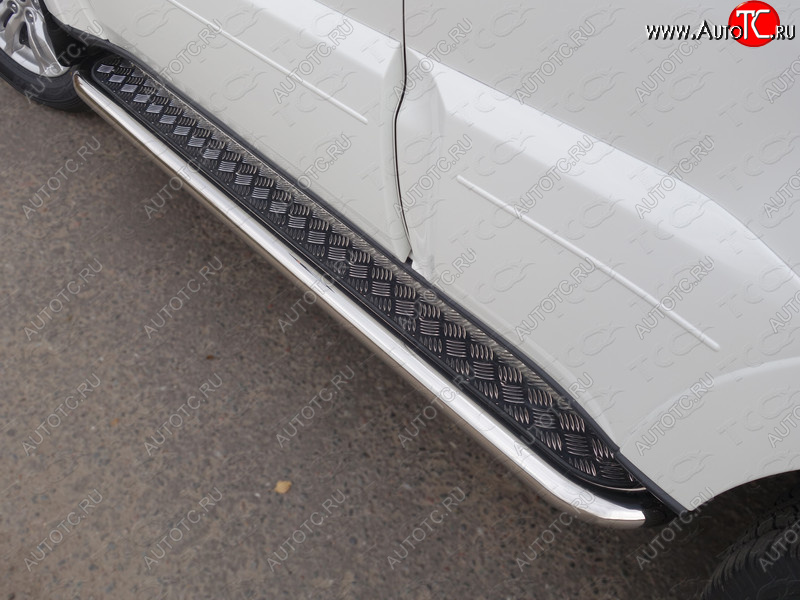 34 799 р. Пороги с площадкой 60,3 мм ТСС Тюнинг Mitsubishi Pajero 4 V90 2-ой рестайлинг (2014-2020) (серые)  с доставкой в г. Керчь