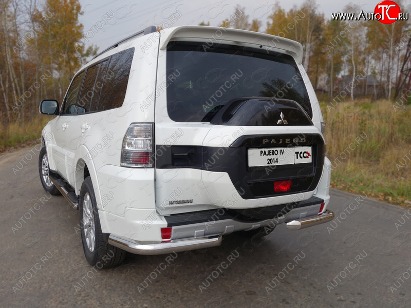 21 999 р. Защита задняя (уголки, нержавейка 76,1 мм) ТСС Тюнинг  Mitsubishi Pajero  4 V90 (2014-2020) 2-ой рестайлинг  с доставкой в г. Керчь