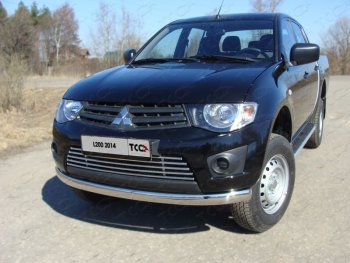 Защита переднего бампера нижняя овальная 75*42 мм ТСС Тюнинг Mitsubishi L200 4  рестайлинг (2013-2016) (нержавейка)
