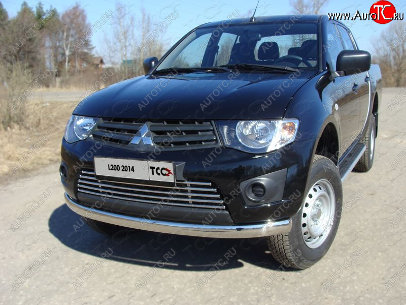 20 699 р. Защита переднего бампера нижняя овальная 75*42 мм ТСС Тюнинг  Mitsubishi L200  4 (2013-2016)  рестайлинг (нержавейка)  с доставкой в г. Керчь