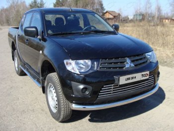 Защита переднего бампера нижняя d76,1 мм (Long) ТСС Тюнинг Mitsubishi L200 4  рестайлинг (2013-2016) (нержавейка)