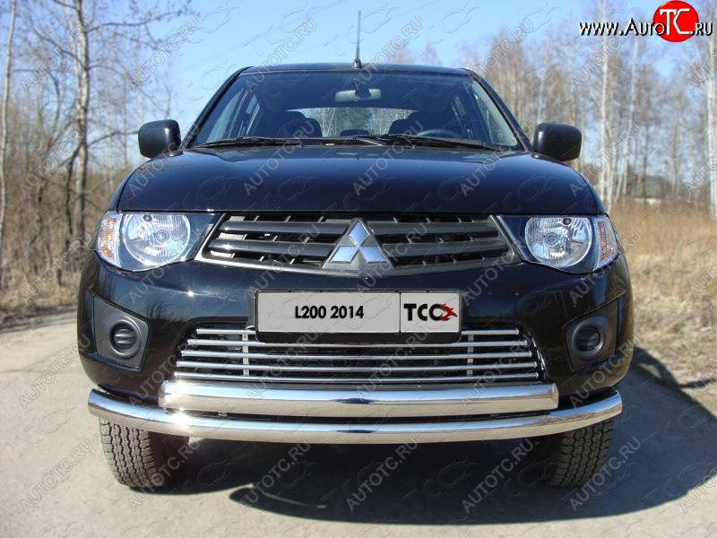 8 799 р. Декоративная вставка переднего бампера ТСС Тюнинг  Mitsubishi L200  4 (2013-2016)  рестайлинг (d 16 мм)  с доставкой в г. Керчь