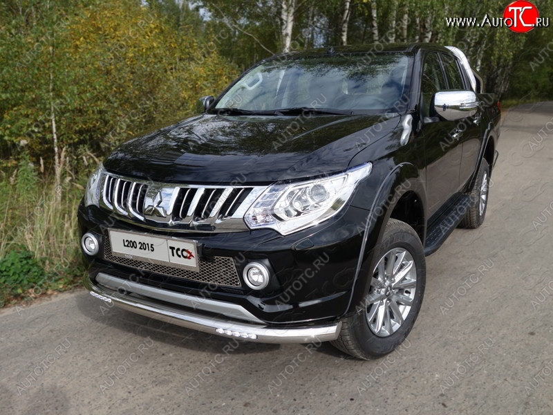 37 999 р. Защита переднего бампера нижняя с ДХО 76,1 мм ТСС Тюнинг  Mitsubishi L200  5 KK,KL (2015-2019) дорестайлинг (нержавейка)  с доставкой в г. Керчь