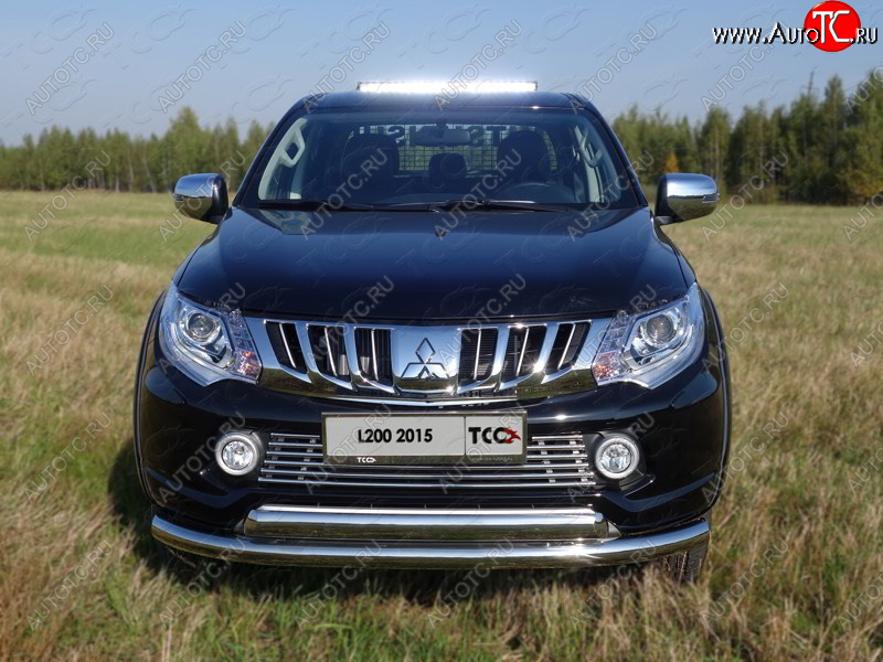 9 549 р. Декоративная вставка переднего бампера ТСС Тюнинг  Mitsubishi L200  5 KK,KL (2015-2019) дорестайлинг (d 16 мм)  с доставкой в г. Керчь