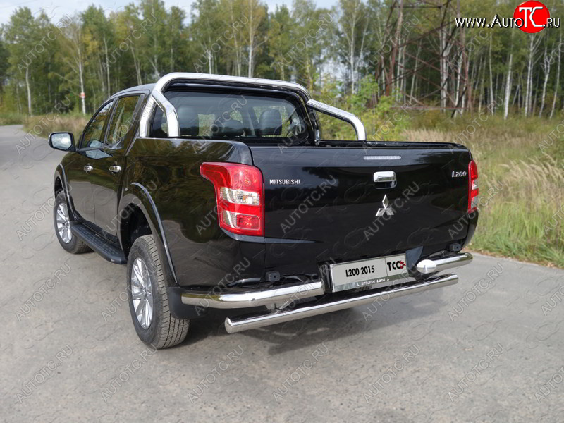 26 499 р. Защита задняя (уголки, нержавейка 76,1 мм) ТСС Тюнинг  Mitsubishi Pajero Sport  PB (2013-2017) рестайлинг  с доставкой в г. Керчь