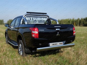Защита кузова и заднего стекла (только для кузова) d 76,1 мм светодиодной фарой ТСС Тюнинг Mitsubishi L200  5 KK,KL (2015-2019) дорестайлинг (нержавейка)