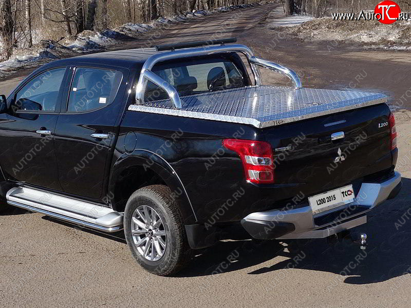 103 999 р. Защита кузова d76,1 мм (для крышки) со светодиодной фарой ТСС Тюнинг  Mitsubishi L200  5 KK,KL (2015-2019) дорестайлинг (нержавейка)  с доставкой в г. Керчь