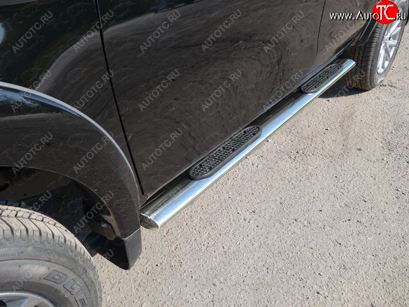 40 799 р. Пороги овальные с накладкой 120х60 мм, ТСС Тюнинг Mitsubishi L200 5 KK,KL рестайлинг (2018-2022) (серые)  с доставкой в г. Керчь
