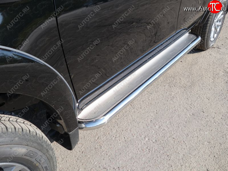 42 999 р. Пороги с площадкой 60,3 мм ТСС Тюнинг Mitsubishi L200 5 KK,KL рестайлинг (2018-2022) (нержавейка)  с доставкой в г. Керчь