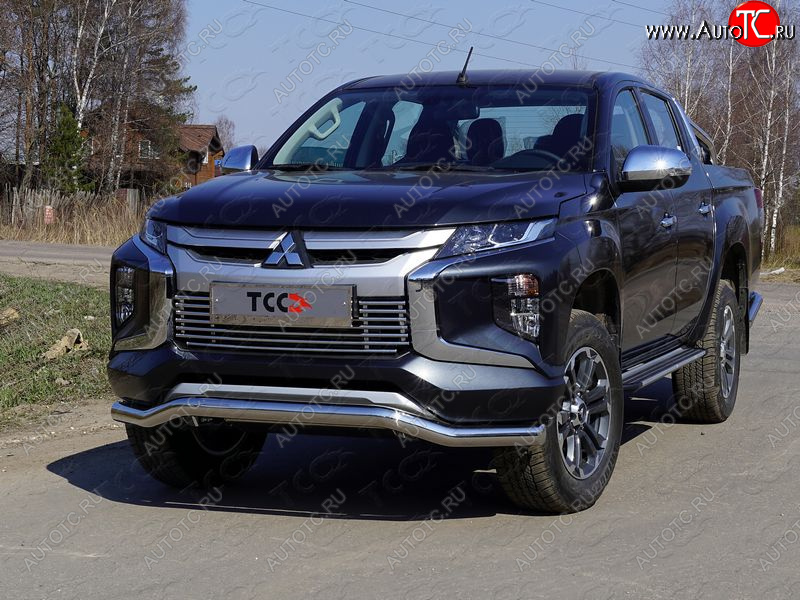 22 749 р. Защита переднего бампера волна d76,1 мм ТСС Тюнинг Mitsubishi L200 5 KK,KL рестайлинг (2018-2022) (нержавейка)  с доставкой в г. Керчь