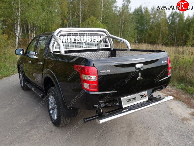 21 099 р. Защита задняя с накладкой (центральная 120х60 мм) ТСС Тюнинг  Mitsubishi L200  5 KK,KL (2018-2022) рестайлинг (центральная)  с доставкой в г. Керчь