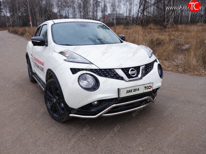 14 699 р. Защита переднего бампера кенгурин 42,4 мм ТСС Тюнинг Nissan Juke 1 YF15 рестайлинг (2014-2020) (нержавейка)  с доставкой в г. Керчь