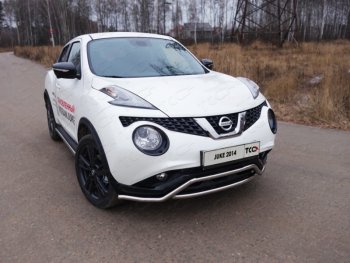 Защита переднего бампера кенгурин с вставкой 42,4 мм ТСС Тюнинг Nissan Juke 1 YF15 рестайлинг (2014-2020) (нержавейка)