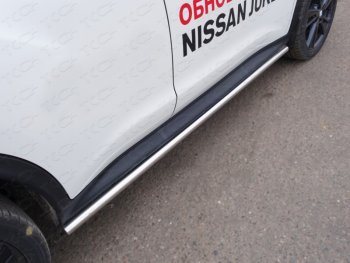 Защита порогов труба d42,4 мм ТСС Тюнинг } Nissan Juke  1 YF15 (2014-2020) рестайлинг (серые)