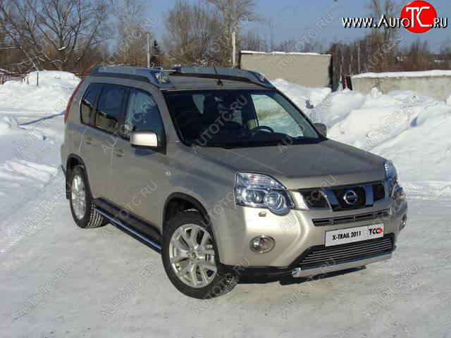 15 899 р. Защита переднего бампера нижняя овальная 75х42 мм ТСС Тюнинг Nissan X-trail 2 T31 рестайлинг (2010-2015) (нержавейка)  с доставкой в г. Керчь