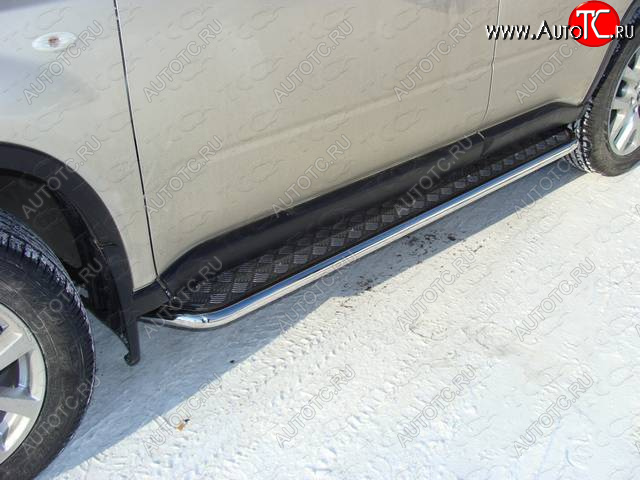 27 849 р. Пороги с площадкой 42,4 мм ТСС Тюнинг  Nissan X-trail  2 T31 (2010-2015) рестайлинг (серые)  с доставкой в г. Керчь