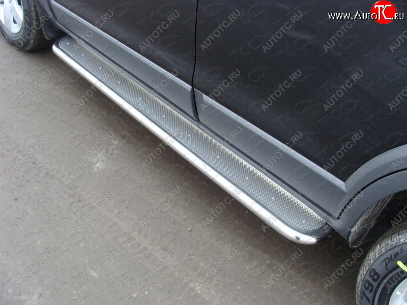 36 999 р. Пороги с площадкой 42,4 мм ТСС Тюнинг  Nissan X-trail  2 T31 (2010-2015) рестайлинг (нержавейка)  с доставкой в г. Керчь