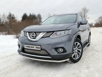 Защита переднего бампера нижняя 42,4 мм ТСС Тюнинг Nissan X-trail 3 T32 дорестайлинг (2013-2018) (нержавейка)