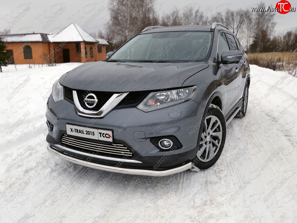 20 599 р. Защита передняя нижняя длинная 60,3 мм ТСС Тюнинг Nissan X-trail 3 T32 дорестайлинг (2013-2018) (нержавейка)  с доставкой в г. Керчь