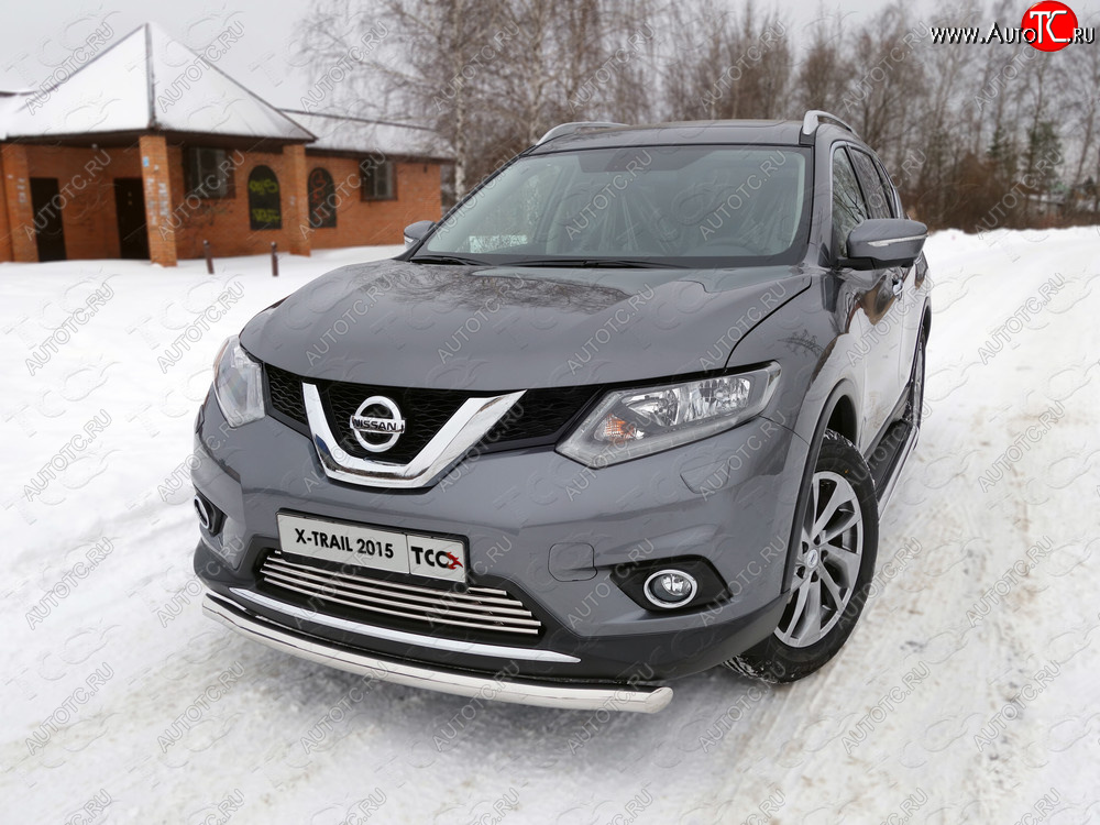 14 699 р. Защита передняя нижняя короткая 60,3 мм ТСС Тюнинг Nissan X-trail 3 T32 дорестайлинг (2013-2018) (нержавейка)  с доставкой в г. Керчь