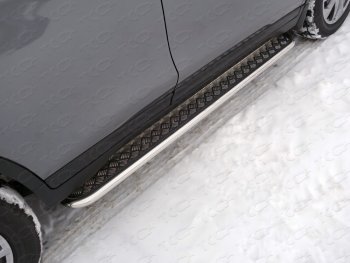 Пороги с площадкой 42,4 мм ТСС Тюнинг Nissan X-trail  3 T32 (2013-2018) дорестайлинг (серые)