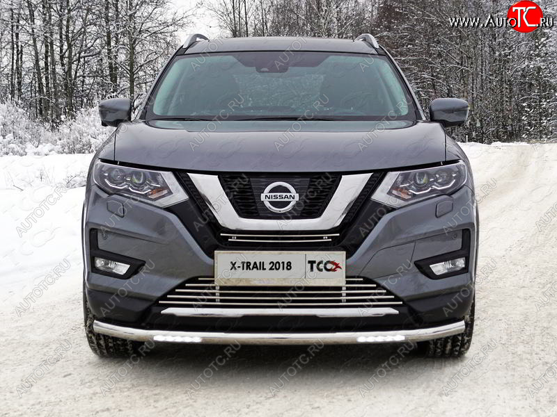 40 999 р. Защита переднего бампера нижняя с ДХО 60,3 мм ТСС Тюнинг  Nissan X-trail  3 T32 (2017-2022) рестайлинг (нержавейка)  с доставкой в г. Керчь