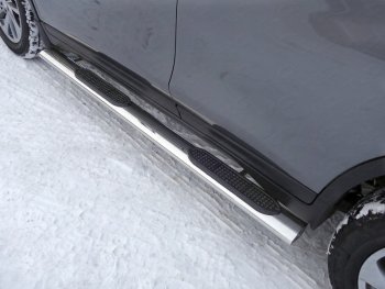Пороги овальные с накладкой 120х60 мм, ТСС Тюнинг Nissan X-trail 3 T32 рестайлинг (2017-2022) (серые)