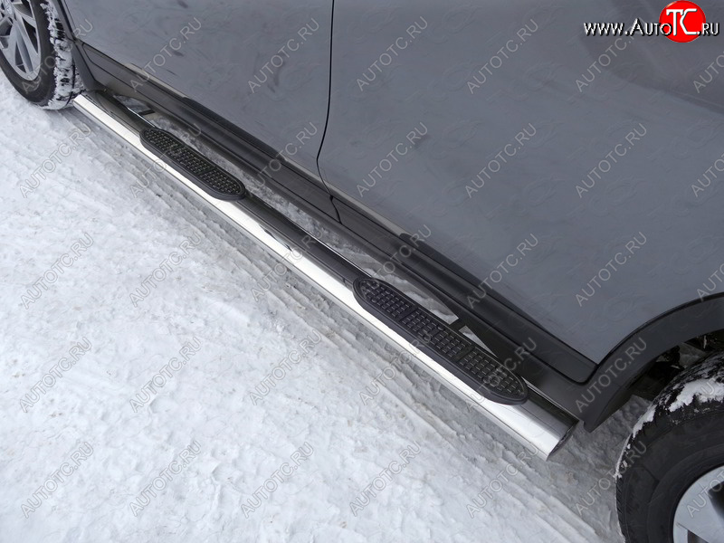 43 949 р. Пороги овальные с накладкой 120х60 мм, ТСС Тюнинг  Nissan X-trail  3 T32 (2017-2022) рестайлинг (серые)  с доставкой в г. Керчь