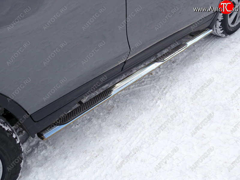 33 999 р. Пороги овальные с накладкой 75х42 мм ТСС Тюнинг  Nissan X-trail  3 T32 (2017-2022) рестайлинг (серые)  с доставкой в г. Керчь
