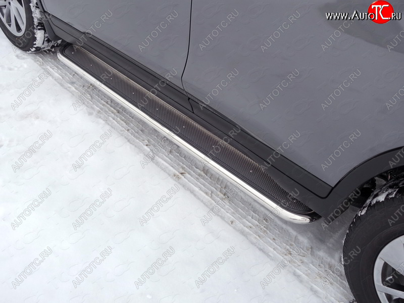 41 749 р. Пороги с площадкой 42,4 мм ТСС Тюнинг  Nissan X-trail  3 T32 (2017-2022) рестайлинг (нержавейка)  с доставкой в г. Керчь